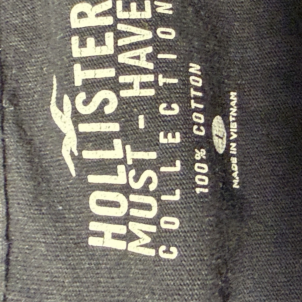 Hollister Black T Shirt Men's Large Classic Logo Short Sleeve Casual Tee Y2K - Picture 5 of 5
